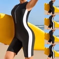 thumbnail image 1 of Feancey Women's Boyleg One Piece Rash Guard Zipper Front Sleeveless Swimsuits Water Sports Surfing Bathing Suits Color Block Casual Swimwear Black XXL, 1 of 4