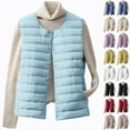 thumbnail image 1 of Feancey Women's Collarless Down Vest Lightweight Packable Puffer Vest Button Down Casual Sleeveless Quilted Jackets Fall Slim Fit Waistcoat with Pockets Black XL, 1 of 9