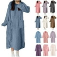 thumbnail image 1 of Feancey Women's Flannel Nightgown Winter Fleece Warm Sleepwear Crewneck Long Sleeve Pullover Cozy Plush Loungewear Nightdress With Pocket,Beige,M, 1 of 9
