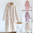 thumbnail image 1 of Feancey Women's Flannel Nightgowns Fuzzy Fleece Hooded Robes Button Down Casual Long Sleeve Bathrobe Cozy Plush Warm Sleepshirts with Pockets Purple M, 1 of 6