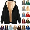 thumbnail image 1 of Feancey Women's Fleece Lined Jackets Winter Hooded Coats 2025 Fashion Full Zip Hoodies Comfy Fuzzy Warm Sweatshirt Jacket Coat with Pockets Back to College Sale Light Blue XXL, 1 of 4