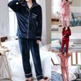 thumbnail image 1 of Feancey Women's Fleece Pajama Sets Long Sleeve Button Down Two-Piece Sleepwear Cute Heart Print Soft Lounge Pjs Set with Chest Pocket Navy L, 1 of 8