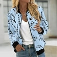 thumbnail image 1 of Feancey Women's Lightweight Jackets Dressy Casual Floral Bomber Jacket Full Zip Long Sleeve Collarless Baseball Jackets Fall Fashion Thin Outerwear Light Blue M, 1 of 5