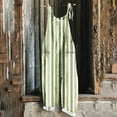 thumbnail image 1 of Feancey Women's Linen Overalls Loose Fit Casual Striped Jumpsuits Summer Sleeveless Plus Size Rompers Wide Leg Hippie Jumpsuit with Pockets Green 5XL, 1 of 5