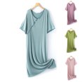 thumbnail image 1 of Feancey Women's Lounge Nightgowns Summer Short Sleeve Scoop Neck Sleep Dress Solid Color Casual Soft Nightdress Comfy Loose Homewear Sale Of The Day Purple Free Size, 1 of 10