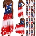 thumbnail image 1 of Feancey Women's Novelty Dresses 4th of July American Flag Graphic Patriotic Dress V Neck Sleeveless Spaghetti Straps Maxi Dresses for Beach Vacation Multicolor 4XL, 1 of 9