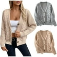 thumbnail image 1 of Feancey Women's Open Front Cardigan Sweaters 2024 Winter Chunky Knitted Jackets Fashion Cropped Button Sweater Shirts Dressy Casual Office Cardigans Deal of The Day Khaki L, 1 of 7