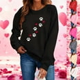 thumbnail image 1 of Feancey Women's Oversized Crewneck Sweatshirt Cute Love Heart Dog Paw Print Pullover Tops Loose Fit Long Sleeve Fleece Lined Sweatshirts Red XS, 1 of 9