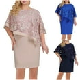 thumbnail image 1 of Feancey Women's Plus Size Cape Dress Embroidery Lace Midi Dresses Elegant Mother off The Bride Dress for Women Cocktail Semi Formal Dresses Spring Sales Navy XL, 1 of 10