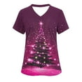 thumbnail image 1 of Feancey Women's Plus Size Scrubs Tops Trendy Christmas Tree Print Medical Scrub Shirts Holiday Casual Short Sleeve Working Uniforms with Pockets Multicolor L, 1 of 5