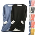 thumbnail image 1 of Feancey Women's Plus Size Sweatshirts 2 Pack Casual Fleece Lined Crewneck Pullover Comfy Plush Thermal Loungewear Pajamas Winter Clothes Pink M, 1 of 5
