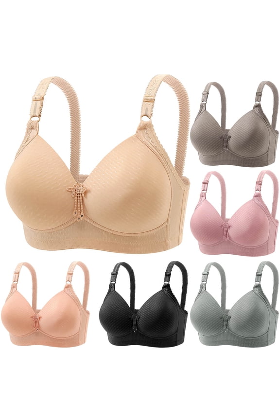 Women's Plus Size Wireless Bras Thin Padded Soft Supportive Bralettes Full Coverage Minimizer Bra Adjustable Straps Daily Wear Comfort Brassiere Watermelon Red 5XL