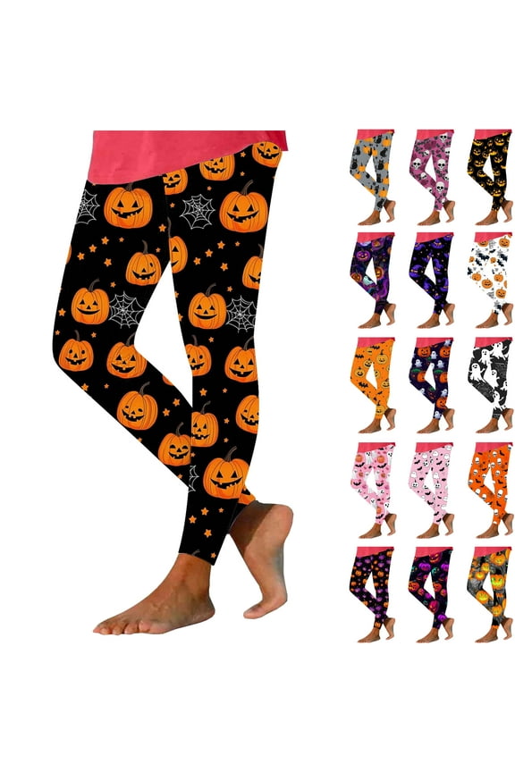 Women's Seamless Leggings Halloween Novelty Print Yoga Pants Holiday Casual High Waisted Workout Tights Buttery Soft Stretch Skinny Pants Multicolor M