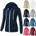thumbnail image 1 of Feancey Women's Slim Fit Zip Up Hoodie Lightweight Hooded Long Sleeve Fall Jackets Kangaroo Pocket Basic Casual Sweatshirt Jacket 2024 Fashion Clothes Deal of The Day Navy L, 1 of 9