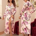 thumbnail image 1 of Feancey Women's Soft Robes Long Satin Silk Bathrobe for Women Floral Print Full Length Kimonos Sleepwear Wedding Party Nightgown with Belt Pink S, 1 of 9