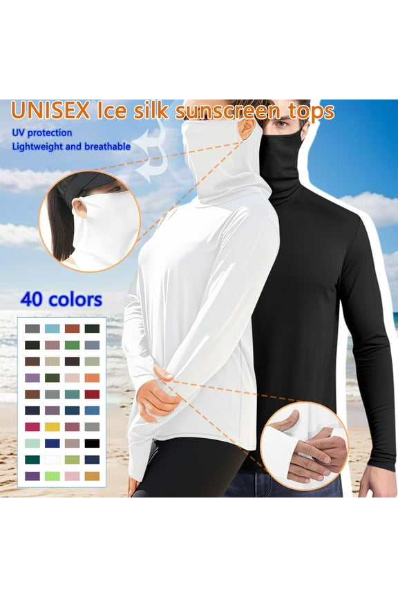 Feancey Women's Sun Protection Shirt UPF 50+ Long Sleeve Fishing Hiking Shirt with Face Mask Light Green M