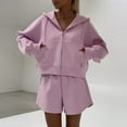 thumbnail image 1 of Feancey Women's Sweatsuits Zip Up Hoodie and Drawstring Shorts Matching Sets Teen Girls Trendy Travel Outfits Lounge Set with Pockets Hot Pink M, 1 of 8