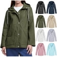 thumbnail image 1 of Feancey Women's Waterproof Rain Jackets Drawstring Hooded Hiking Raincoat Outdoor Lightweight Windbreaker Jacket Travel Rain Coats with Pockets Khaki XL, 1 of 6