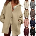 thumbnail image 1 of Feancey Women's Winter Cardigan Sweater Knitted Hollow Out Button Cardigans Loose Fit Casual Lapel Cable Knit Sweaters for Women Blue L, 1 of 9