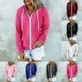 thumbnail image 1 of Feancey Women's Zip Up Hoodies Comfy Knitted Cotton Long Sleeve Hooded Jacket Fall Fashion Tunic Sweatshirt Jackets with Pockets Pink S, 1 of 7