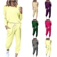 thumbnail image 1 of Feancey Womens 2 Piece Jogging Sets Casual Long Sleeve Pullover and Lounge Pants Matching Set Solid Color Travel Sweatsuits Fall Outfits Yellow M, 1 of 6