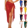 thumbnail image 1 of Feancey Womens Beach Sarong Chiffon Swimsuit Coverups High Slit Sheer Bikini Wraps for Swimwear Bathing Suit Cover Ups Green Free Size, 1 of 6