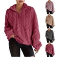 thumbnail image 1 of Feancey Womens Cable Knit Sweaters Quarter Zip Mock Neck Long Sleeve Pullover Sweater Cozy Warm Thermal Tops Winter Trendy Knitted Jumpers Gray XXL, 1 of 8