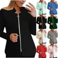thumbnail image 1 of Feancey Womens Casual Blazers Full Zip Open Front Long Sleeve Mock Neck Blazer Jackets Solid Color Plus Size Suit Jacket Slim Fit White M, 1 of 5