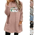 thumbnail image 1 of Feancey Womens Christmas Fleece Pajamas Winter Thick Warm Pullover Sweatshirts Cute Snowman Print Crewneck Tops Comfy Plush Loungewear with Pockets Black S, 1 of 6