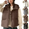 thumbnail image 1 of Feancey Womens Down Coats with Hood Winter Thick Warm Puffer Vest Lightweight Zip Up Quilted Waistcoat Drawstring Hooded Padded Vest with Pockets Black XXL, 1 of 10