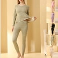 thumbnail image 1 of Feancey Womens Fleece Lined Thermal Sets Cotton Casual Base Layer Top and Bottoms Sleepwear Set Cozy Long Johns Pajama Sets Purple L, 1 of 6