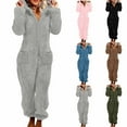 thumbnail image 1 of Feancey Womens Fleece Onesies Pajamas Warm Fuzzy Romper Sleepwear One Piece Zipper Hooded Playsuit Loungewear with Pockets Gray L, 1 of 8