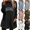 thumbnail image 1 of Feancey Womens Fuzzy Pajamas Winter Fleece Thermal Loungewear Loose Fit Casual Crewneck Pullover Comfy Plush Warm Sweatshirts with Pockets Army Green S, 1 of 5
