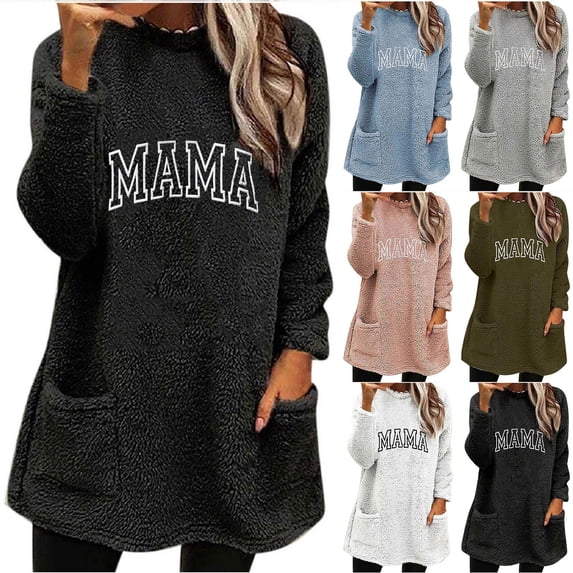 Feancey Womens Fuzzy Pajamas Winter Fleece Thermal Loungewear Loose Fit Casual Crewneck Pullover Comfy Plush Warm Sweatshirts with Pockets Army Green S