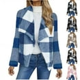 thumbnail image 1 of Feancey Womens Fuzzy Plaid Jacket 2024 Fashion Open Front Lapel Cardigans Winter Fleece Long Sleeve Casual Jackets Comfy Plush Warm Coats Big Deal Days Dark Gray L, 1 of 7