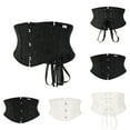 thumbnail image 1 of Feancey Womens Gothic Corset Tops Strapless Lace Up Bustier Waist Trainer Halloween Vintage Printed Underbust Corsets Body Shaper Top White XL, 1 of 4