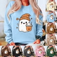 thumbnail image 1 of Feancey Womens Graphic Sweatshirts Funny Cute Ghost Crewneck Pullover Tops Holiday Casual Long Sleeve Loose Sweatshirt Teen Girl Y2K Clothes Pink S, 1 of 4