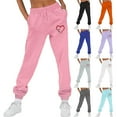 thumbnail image 1 of Feancey Womens High Waisted Jogger Pants Teen Girls Love Heart Printed Tapered Lounge Pants Fall Fleece Running Workout Pants with Pockets Sale Today,Orange,2XL, 1 of 1
