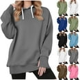 thumbnail image 1 of Feancey Womens Hoodies with Thumb Holes Winter Casual Long Sleeve Pullover Tops Fleece Lined Warm Hooded Sweatshirts Fashion Clothes Blue XXL, 1 of 9