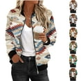 thumbnail image 1 of Feancey Womens Light Weight Bomber Jackets Casual Western Aztec Print Zip Up Coats Loose Fit Baseball Jacket Fall Hoodless Windproof Biker Jacket Coat Holiday Sales,Multicolor#5,S, 1 of 6