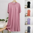 thumbnail image 1 of Feancey Womens Nightgowns & Sleepshirts Summer Short Sleeve Modal Sleep Dress Solid Color Casual Loose Nightdress Cozy Soft Loungewear Spring Clearance Pink M, 1 of 10