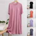 thumbnail image 1 of Feancey Womens Nightgowns & Sleepshirts Summer Short Sleeve Modal Sleep Dress Solid Color Casual Loose Nightdress Cozy Soft Loungewear Summer Sales Clearance Orange L, 1 of 10