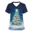 thumbnail image 1 of Feancey Womens Nursing Scrubs Trendy Christmas Tree Print Plus Size Scrub Tops Holiday Casual Short Sleeve V Neck Tshirts Comfy Loose Medical Uniforms Multicolor 3XL, 1 of 5