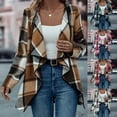 thumbnail image 1 of Feancey Womens Open Front Jackets 2024 Fashion Long Sleeve Plaid Cardigans Dressy Casual Office Work Jacket Fall Lightweight Cardigan Deal of The Day Clearance Coffee XL, 1 of 8