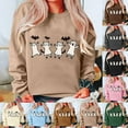 thumbnail image 1 of Feancey Womens Oversized Halloween Sweatshirt Holiday Casual Cat Print Crewneck Pullover Tops Teen Girl Long Sleeve Fleece Sweatshirts Army Green L, 1 of 4