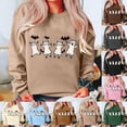 thumbnail image 1 of Feancey Womens Oversized Halloween Sweatshirt Holiday Casual Cat Print Crewneck Pullover Tops Teen Girl Long Sleeve Fleece Sweatshirts Army Green XXL, 1 of 4