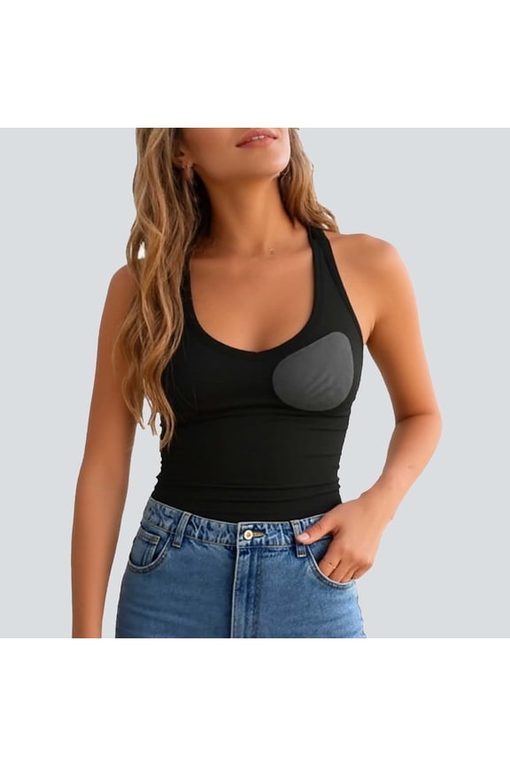 Womens Padded Halter Top Double Lined Built in Bra Workout Tank Tops Breathable Casual Sleeveless Yoga Shirts Slim Fit Camisoles Black S