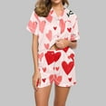 thumbnail image 1 of Feancey Womens Pjs Sets Cute Soft Short Sleeve Button Down Sleepwear with Shorts Matching Set Valentines Day Print Pajamas Two Piece Pink M, 1 of 5
