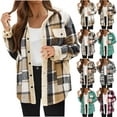 thumbnail image 1 of Feancey Womens Plaid Shacket Jacket Fashion Fleece Lined Flannel Shirt Jackets Casual Button Down Collared Shackets Winter Warm Coat Outwear with Pockets Green XXL, 1 of 8