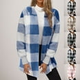 thumbnail image 1 of Feancey Womens Plaid Shacket Jacket Casual Open Front Cardigan Comfy Fleece Flannel Shirt Jackets Long Sleeve Warm Winter Coats Black M, 1 of 6